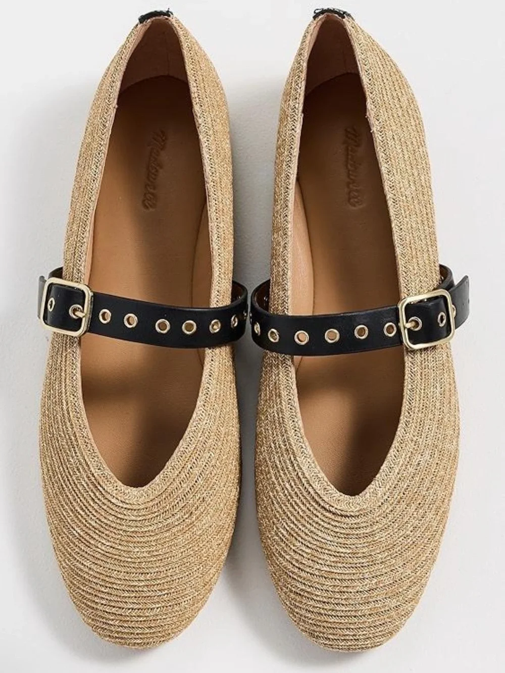 Madewell Remy Raffia Mary Jane Flats in Natural Multi NWOT 8